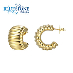 10K Yellow Gold Plated Hoop Stud Earrings
