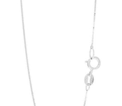 14 Karat White Gold 0.6mm Diamond Cut Box Chain measuring 20 inches wi