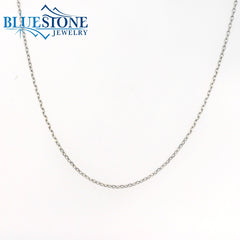 14 Karat White Gold 0.7mm Rolo Chain at 18 Inches that can also be worn at 16" and 17 Inches.