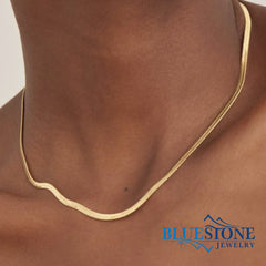 Sterling Silver 14 Karat Yellow Gold Plated Herringbone Chain Necklace -18"