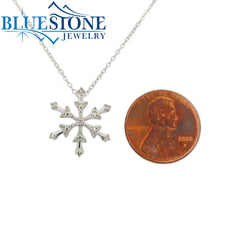 14 Karat White Gold Diamond Snowflake Necklace - 18"
