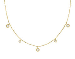 14K Gold Plated Necklace with 3 Created Opal's & 2 CZ's -18"