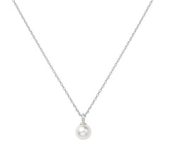 Sterling Silver & Rhodium Plated Drop Pearl Pendant Necklace -20"