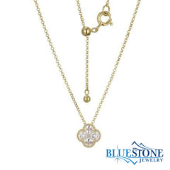 Gold Plated Clover Necklace with CZs- 18"