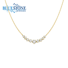 14K Gold Plated Graduated Pave Arc Necklace -18"