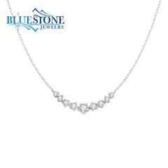 Sterling Silver Graduated Pave Arc Necklace -18"