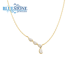 14K Gold Plated Half-Bezel Set Pear CZ Necklace -18"