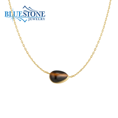14K Gold Plated Necklace w/ Tigers Eye Gemstone -18"