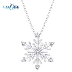 14K White Gold Snowflake Diamond Pendant