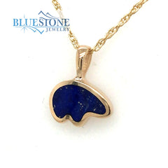 Small 14kt Yellow Gold Bear Pendant with Lapis