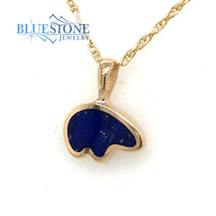 Small 14kt Yellow Gold Bear Pendant with Lapis