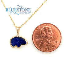 Small 14kt Yellow Gold Bear Pendant with Lapis