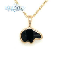 Small 14kt Yellow Gold Bear Pendant with Black Onyx