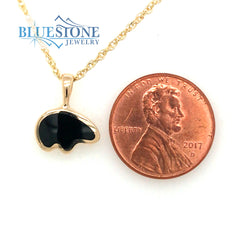 Small 14kt Yellow Gold Bear Pendant with Black Onyx