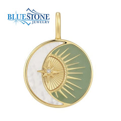 Gold Plated Eclipse Pendant with Mother-of-Pearl & CZ