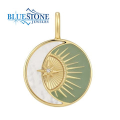 Gold Plated Eclipse Pendant with Mother-of-Pearl & CZ