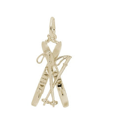 Sterling Silver with Gold Plating Skis Charm