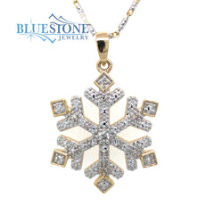 14K Yellow Gold Snowflake Pendant with 0.08 Total Carat Weight of Diamonds