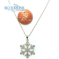 14K Yellow Gold Snowflake Pendant with 0.08 Total Carat Weight of Diamonds