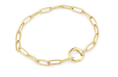 14K Gold Plated Paperclip Oval Link Chain Bracelet - 7"