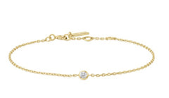 14KT Gold Plated Bracelet with Cubic Zirconia -7.25"