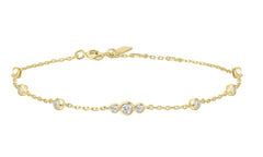 14KT Yellow Gold Plated Bracelet with CZs - 7.25"