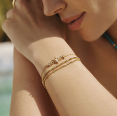14kt Yellow Gold Plated Beaded Bracelet - 7.25"