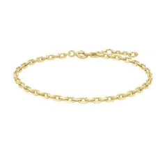 14 Karat Gold Plated Chain Link Bracelet 2.5mm -7.25"