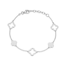 Sterling Silver Clover Bracelet- 7.5 Inches