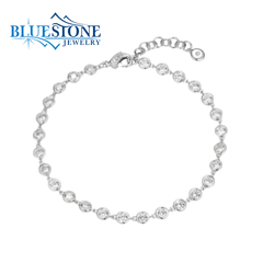 Sterling Silver Bezel Set Cubic Zirconia Bracelet- 8 Inches