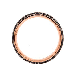14 Karat Rose Gold & Damascus Steel 8mm Band- Size 10