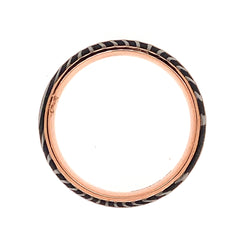 14 Karat Rose Gold & Damascus Steel 8mm Band- Size 10