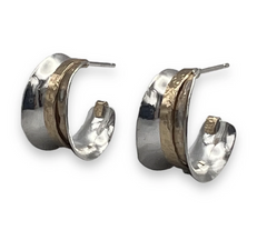 Sterling Silver & Gold Filled Small Stud Hoop Earrings - 0.75" Long