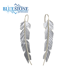 Sterling Silver & Gold Filled Feather Wire Earrings