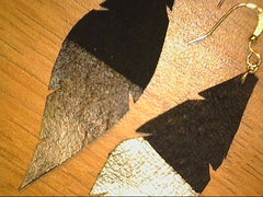 Ombre Dipped Leather Feather Earrings with silver earring hooks