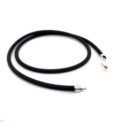 16" Black Rubber Solid Rope Chain- 3mm Thick
