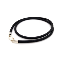 16" Black Rubber Solid Rope Chain- 3mm Thick