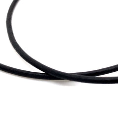 24" Black Leather Solid Rope Chain- 1.5mm Thick