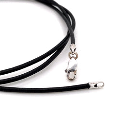 24" Black Leather Solid Rope Chain- 1.5mm Thick