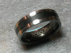 Two-Tone Cobalt 7mm Wedding Band with High Polish Center & Sandpaper s