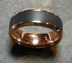 14k Rose Gold 8mm Ring with Black Diamond Inlay-size 10