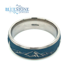 8 mm Domed Titanium Band w/Ridgeway Blue Cerakote- Size 9.75
