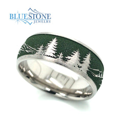 8 mm Domed Titanium Band w/Highlands Green Cerakote- Size 9.75