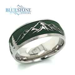 8 mm Domed Titanium Band w/Highlands Green Cerakote- Size 9.75