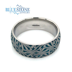 Titanium 8mm Band w/Laser Detail and Teal Cerakote