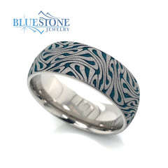 Titanium 8mm Band w/Laser Detail and Teal Cerakote