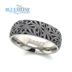 Titanium 7mm Band w/Laser Detail and Black Cerakote