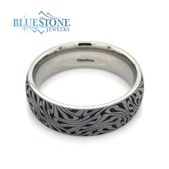 Titanium 7mm Band w/Laser Detail and Black Cerakote