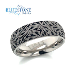 Titanium 7mm Band w/Laser Detail and Black Cerakote