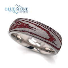 Titanium 7mm Band w/Laser Detail and Crimson Cerakote